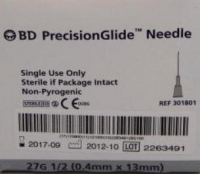 BD PRECISIONGLIDE NEEDLE 27G X 13MM, 100