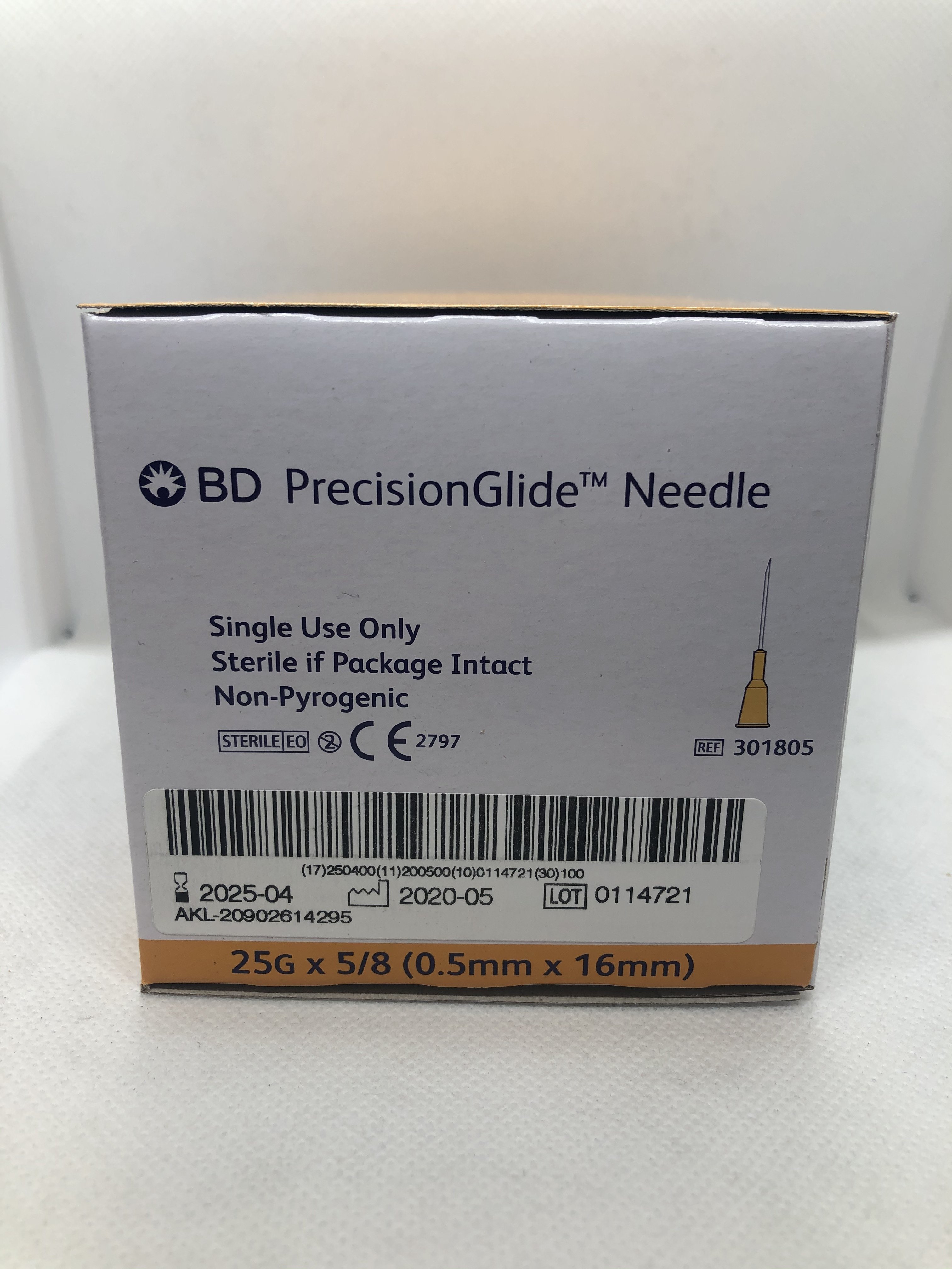 BD PRECISIONGLIDE NEEDLE 25G X 16MM, 100