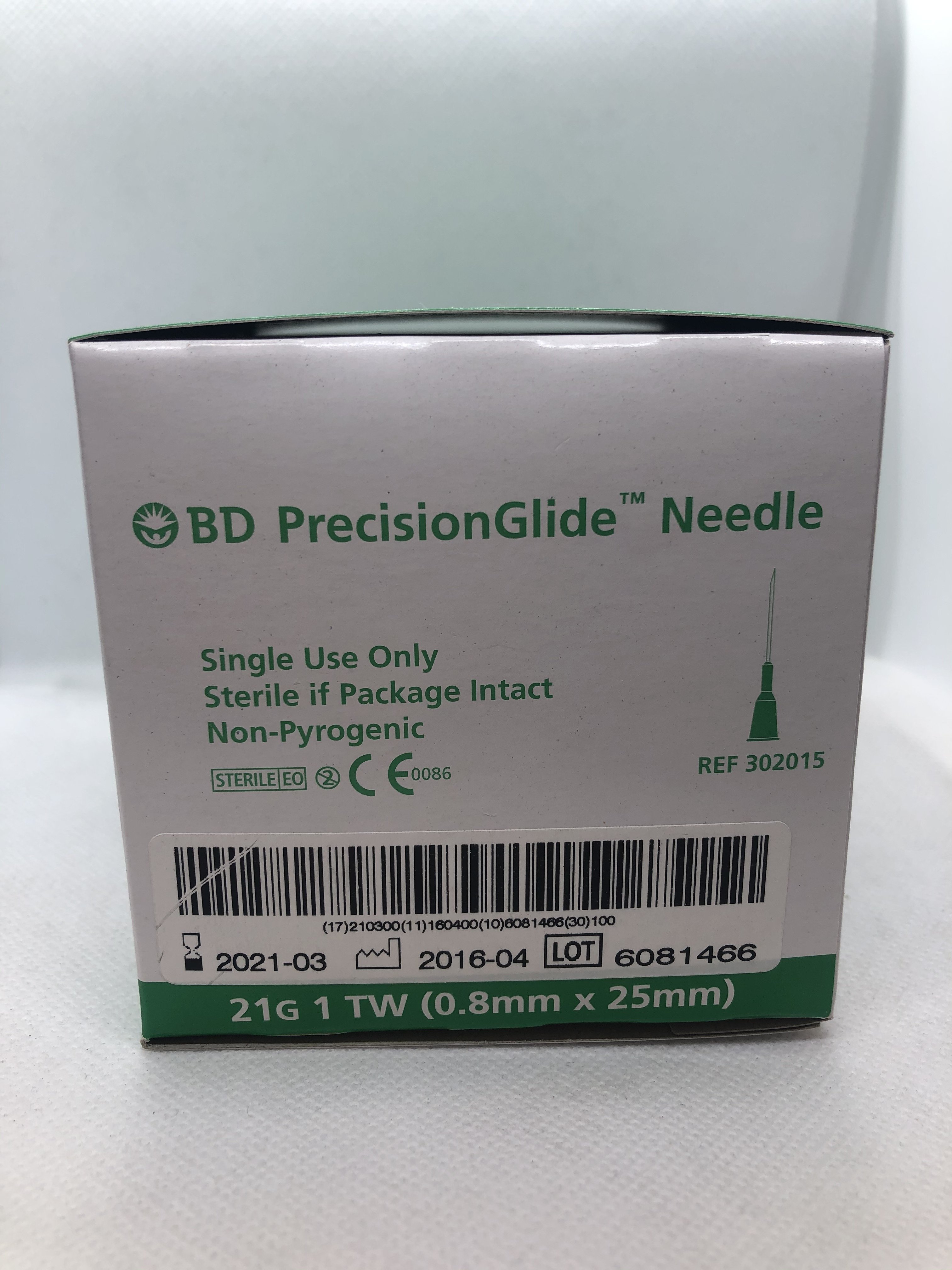 BD PRECISIONGLIDE NEEDLE 21G X 25MM, 100