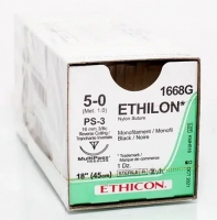 ETHICON ETHILON NYLON SUTURE 5/0 PS-3 16MM 3/8C 45CM, 12