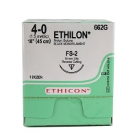 ETHICON ETHILON NYLON SUTURE 4/0 FS-2 19MM 3/8C 45CM, 12