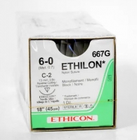 ETHICON ETHILON NYLON SUTURE 6/0 C-2 13MM 3/8C 45CM, 12