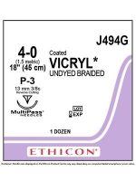 ETHICON VICRYL SUTURE 4/0 P-3 13MM 3/8C 45CM, 12