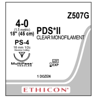 ETHICON PDS*II SUTURE 4/0 PS-4 16MM 1/2C 45CM, 12