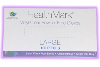 HEALTHMARK VINYL CLEAR POWDER FREE GLOVES LARGE, 100