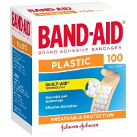 BANDAID PLASTIC ADHESIVE BANDAGES, 100